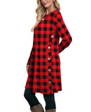 Long Sleeve Dress for Women Christmas Dresses for Women Red and Black Plaid L