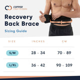 Copper Compression Lower Back Lumbar Support Brace, 1 Guaranteed Highest Copper Content, Great for All Activities! Infused Fit Wrap/Belt, Wear Anywhere! (Waist 28" - 38")