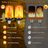 Y- STOP Upgraded LED Flame Light Bulbs, 4 Modes Flickering Light Bulb with Upside Down Effect, E26 Base Fire Bulb for Halloween, Christmas Decorations, Party, Outdoor, Indoor, Home Decor (2 Pack)