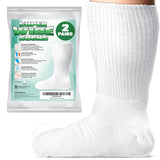 IMPRESA [2 Pairs] One Size Unisex Extra Width Socks in White for Lymphedema - Bariatric Sock - Oversized Sock Stretches up to 30'' Over Calf for Swollen Feet And Mens and Womens Legs