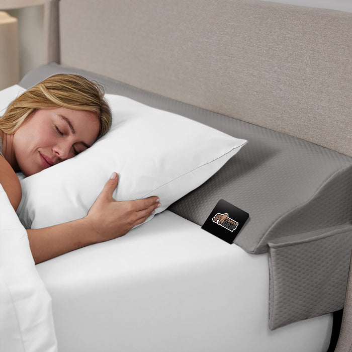 GORILLA GRIP Patent Pending King Bed Wedge Pillow Headboard Gap Filler, Comfortable and Supportive High Density Foam Angled Pillows, Stay in Place Gripping Dots, Wedges Between Mattress, Soft Gray