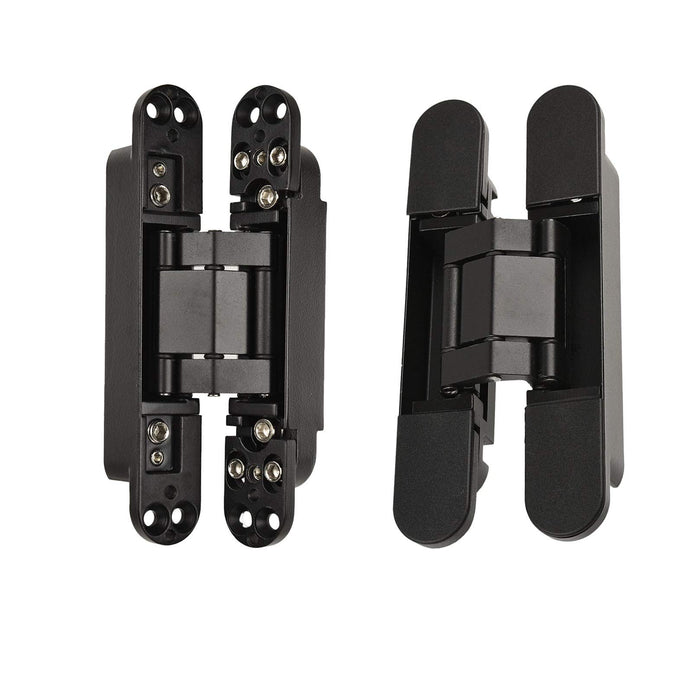 TamBee 6inch Hidden Door Hinges Invisible Hinges Concealed Hinges Zinc Alloy 180 Degree Swing Hinge 3 Way Adjustable Butt Hinge 6 x 2.5 x 1 inch Black (2 Hinges)