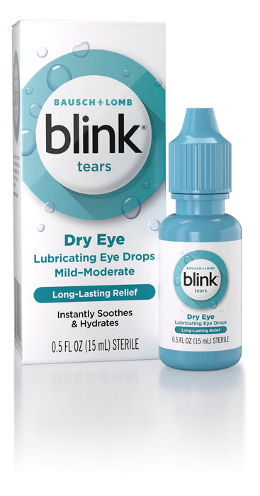 Blink Tears Lubricating Eye Drops, 0.5 fl oz (15 mL) Eye Care for Mild to Moderate Dry Eyes, Hyaluronate for Boosting Hydration, Moisturizing & Soothing Eye Drops for Dry Eyes