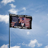 Fight Fight Fight Trump Flag Trump 2024 Fight Flag 3X5 Feet Indoor and Outdoor Flag with Brass Grommets Pennsylvania Rally Shooting Ears Survivors Trump Flag