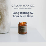 Calyan Wax Soy Wax Candle, Evergreen & Eucalyptus Scented Candle for The Home | Premium Candle with Essential Oils | 7.2 oz 57 Hour Burn | Soy Candle in Amber Glass Jar | Aromatherapy Gift