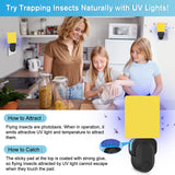 Flying Insect Trap Plug-in, 2023 Upgrade Bug Catcher Mosquito Fruit Fly Trap Gnat Killer Indoor, Safe Non-Toxic UV Bug Night Light Fly Trap with Sticky Pad for Flies, Gnats, Moths (2 Pack, Black)