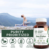 Nutra 100% Pure Bee Pollen Pills for Protein Energy, Skin Calmness, Immunity Support, Health and Nutritional Supplement, 100 Gluten Free Vegetarian Tablets