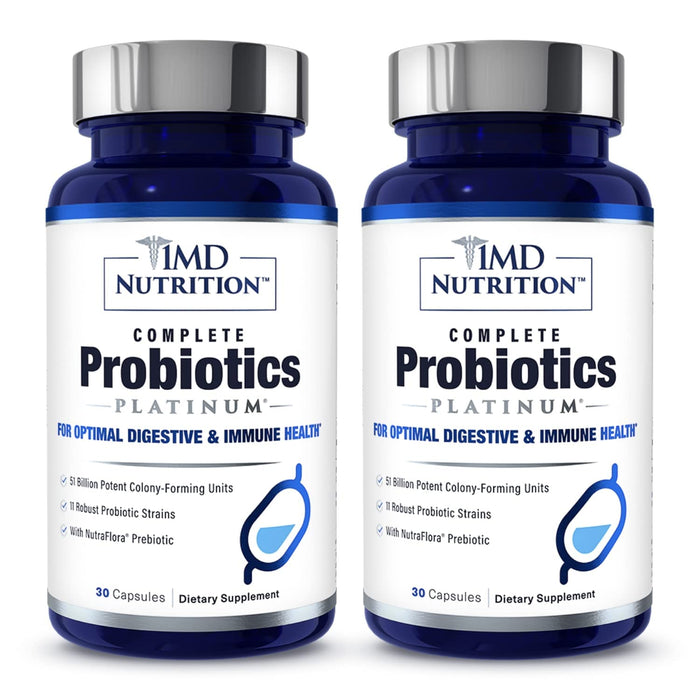 lMD Complete Probiotics Pla-Tinum-30 Capsules, Help Maintain Your Digestive Flora, Improve Immune System, Contains 11 Robust and Potent Strains (Pack of 2)