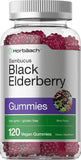 Horbaach Black Elderberry Gummies | 120 Count | Sambucus Extract | with Zinc and Vitamin C | Berry Flavor | Vegan, Non-GMO, and Gluten Free Supplement for Adults