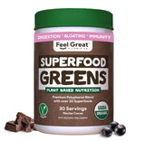 USDA Organic Super Greens Powder & Juice Mix - Mocha Chocolate Flavor - Probiotics & Digestive Enzymes to Support Gut Health & Bloating Relief - Superfoods to Boost Wellness & Immunity.