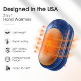 AI Hand Warmers Rechargeable 2 Pack, 6000mAh Electric Hand Warmers, AI Smart Chips 20Hrs Long Safe Heat, Portable Pocket Heater, Gifts for Christmas, Outdoor, Golf, Hunting, Camping Accessories -Blue