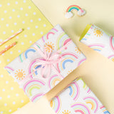 WRAPAHOLIC Reversible Wrapping Paper - Mini Roll - 17 Inch x 33 Feet - Rainbows Design, Perfect for Birthday, Party, Holiday, Wedding, Baby Shower