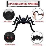 3 Pcs Giant Spiders Halloween Decorations, Scary Large Spiders Outdoor Halloween Decorations Indoor Decorations