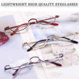 Viseng Half Frame Reading Glasses for Women Men Slim Half Moon Lens Readers Metal 3 pack Semi Rimless eyewear +3.5