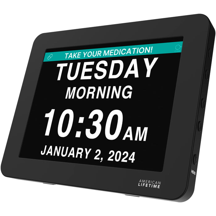 American Lifetime 【New 2024 Dementia Clock Large Digital Clock for Seniors, Digital Clock Large Display with Custom Alarms, Clock with Day & Date for Elderly, Large Number Digital Clock Premium Black
