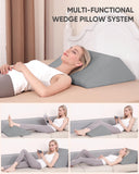 Forias Knee Wedge Pillow for Legs 8" Pure Memory Foam Bed Wedge Pillow for Sleeping After Surgery Triangle Pillow Wedge for Knee Support Leg Elevation Sciatica Knee Hip Back Pain Relief - Gray