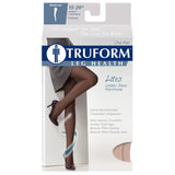 Truform 15-20 mmHg Compression Pantyhose, Sheer 20 Denier Women's Shaping Tights, Ivory, Petite