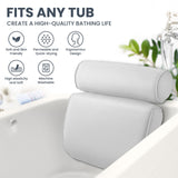 LuxStep Bath Pillow Bathtub Pillow with 6 Non-Slip Suction Cups,14.6x12.6 Inch, Extra Thick and Soft Air Mesh Pillow for Bath - Fits All Bathtub, White