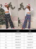 iChunhua Womens Christmas Pajama Pants Casual Loose Fit Straight Pj Sleepwear Palazzo Bottoms Black Snowflake XL