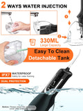 Water Dental Flosser Tools for Teeth Rechargeable Portable Water Flosser Dental Oral Irrigator Cleaning Cordless with Tongue Scraper Travel Bag Waterproof (Digital Black)