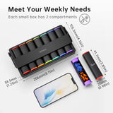 Weekly Pill Organizer 2 Times a Day, KOVIUU Large Travel Pill Box 7 Day, Am Pm Twice Daily Pill Case with Rotatable Handle, Week Pill Holder Container for Vitamin Medicine Supplement Fish Oil, Black