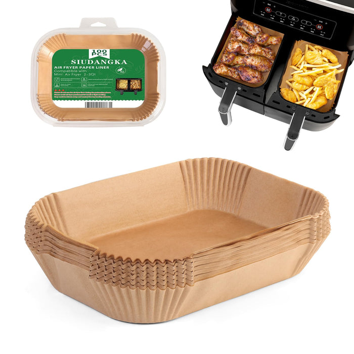 SIUDANGKA Air Fryer Liners Disposable, 200 pcs Rectangle Air Fryer Parchment Paper Sheets Air Fryer Accessories for Ninja SL401 DoubleStack XL 2-Basket Air Fryer