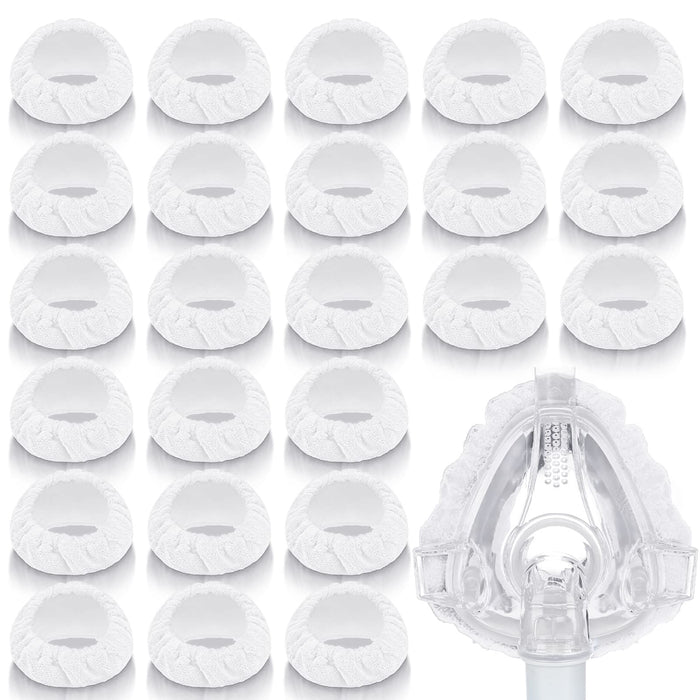Sosation 24 Pack Mask Liners Full Face Reusable Soft Mask Covers Reduce Air Leaks and Blisters Washable Cushion Covers (White)