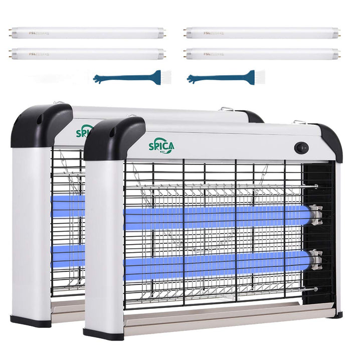 SPICA 2 Pack Insect Killer Bug Zapper Indoor, 20W Electronic Mosquito Fly Moth Wasp Pest Killer, Includes 4 Replacement Light Bulbs