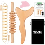 DCIAER 4 in 1 Wood Therapy Massage Tools Lymphatic Drainage Massager Kit - Maderoterapia Kit - for Gua Sha Massage, Anti Cellulite, Body Sculpting, Get Rid of Cellulite