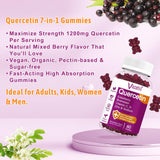 Quercetin Gummies, Organic Quercetin with Vitamin C and Zinc, Bromelain, Elderberry & Vitamin D - Immune Support - 60 Vegan Gummies Chewable