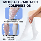 +MD 4 Pairs Compression Socks (15-20mmHg) for Women & Men - Cushion Knee High Socks for Running, Medical, Athletic, Nurses, Travels, Edema, Anti-DVT, Varicose Veins, Shin Splints 4White 9-11