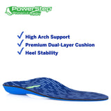 Powerstep Unisex Adult Pinnacle High Insole, Blue/Dark Green, Men S 4-4.5 / Women S 6-6.5 US