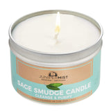 JUNIPERMIST Sage Candle (6 Oz) - for Meditation & Cleansing Negative Energy - Made in USA with Soy Wax, Essential Oils, Real Sage - Smokeless Alternative to Sage Smudge Sticks