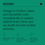 Needed. Expertly-Formulated & Tested Omega-3+ Capsules for Prenatal, Pregnancy, Breastfeeding, & Postpartum | Paired with Synergistic Choline, Lutein, and Zeaxanthin | 60 Capsules