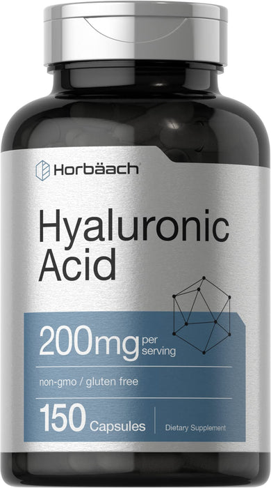 Horbäach Hyaluronic Acid Supplement | 200 mg | 150 Capsules | Non-GMO and Gluten Free Supplement