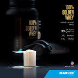 Maxler 100% Golden Whey Protein - 24g of Premium Whey Protein Powder per Serving - Pre, Post & Intra Workout - Fast-Absorbing Whey Hydrolysate, Isolate & Concentrate Blend - Salted Caramel 2 lbs