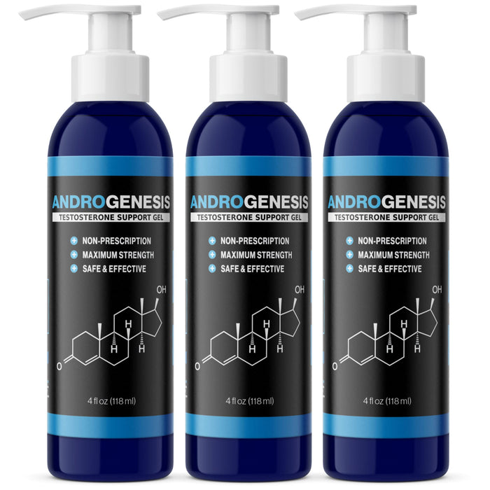 ANDROGENESIS Natural Low-T Support Gel - T Booster for Men - Muscle Recovery, Energy Booster, Healthy Aging Blue 3 12.0 Fl Oz