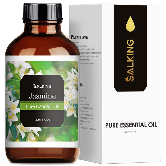 Jasmine Essential Oil 4 Fl Oz (120ml), SALKING Pure & Natural Fragrance Oils, Aromatherapy Jasmine Oils for Diffusers, Candle Making, Soap