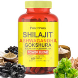 Power Blend - Shilajit Pure Himalayan Organic with Ashwagandha & Gokshura - Natural Himalayan Shilajit Supplement for Energy & Holistic Wellness | 60 Ashwagandha Shilajit Essential Extract Capsules