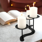 Home Decor Candle Holder Fireplace: 10 inch Metal Pillar Candelabra for Outdoor Wedding Party - Black Candle Stand for Indoor Dining Living Room - Advent Halloween Christmas