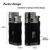 PROMISE Torch Lighter Triple Jet Flame Refillable Butane Lighter Windproof Lighter- Butane Not Included (Black Crackle)