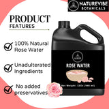 Naturevibe Botanicals Premium Rose Water (32oz) | 100% Pure and Natural | Liquid Toner | Hydrating Mist for Face and Hair | Soothes and Calms All Skin Types