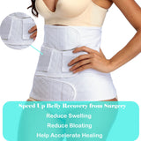 PAZ WEAN Post C-Section Recovery Belly Band Hysterectomy Postpartum Girdle Belly Wrap C Section Abdominal Binder for Hernia Support White