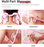 Thrudove Neck Massager Roller, Neck Roller, Neck and Shoulder Handheld Massager with 6 Balls Massage Point, Neck Pain Relief Massager for Deep Tissue in Neck, Back, Shoulder, Waist, and Legs (Pink)