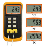 DANOPLUS High Accuracy Digital K-Type Thermocouple Thermometer (-50~1300°C) with Dual Channels 4 Probes (Wired & Stainless Steel) Handheld High Temperature Kelvin Scale Meter Tester