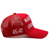 Trump Hat 2024 MAGA Hat 45 47 Hat Embroidered Make America Great Again Hats Trump Slogan with USA Flag Mesh Cap Donald Trump Merchandise Gift for Women Men (Red)