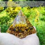 Hopeseed Orgone Pyramid Flower of Life Orgonite Money Healing Crystals Pyramid for Positive Energy with Tiger's Eye Stones and Luck White Crystal That Promotes Wealth, Prosperity and attracts Success