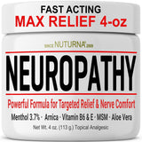 Neuropathy Nerve Relief Cream - Fast Acting Max Relief for Feet Hands Legs Toes Back - Ultra Strength Menthol Arnica Aloe Vera MSM, Soothing Natural Nerve Comfort Relief, Paraben-Free 4 Oz