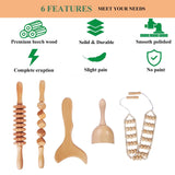 OYHMC Wood Therapy Massage Tools Professional Maderoterapia Kit Body Sculpting Tools for Lymphatic Drainage and Anti-Cellulite.Wood Massager Roller Rpoe for Back and Muscle Pain Relief (5pcs)