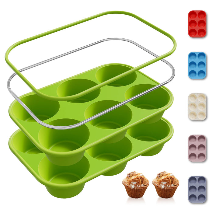 2 Pack 6 Cups Silicone Jumbo Muffin Pan with Metal Reinforced Frame Silicone Molds Mother Day Best Mama Mommy Bonus Mom Ever Mother In Law Gifts Step Mom Stepmom Grandma Gigi Granny Nana Present